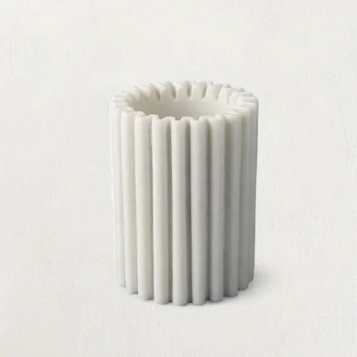 Columbia fluted white marble bottle holder, cylindrical chiller on Tampa Home & Garden Store