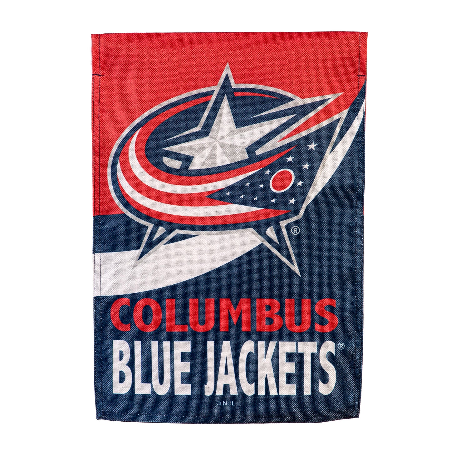Columbus Blue Jackets Burlap Flag GDN Size - Tampa Home & Garden Store