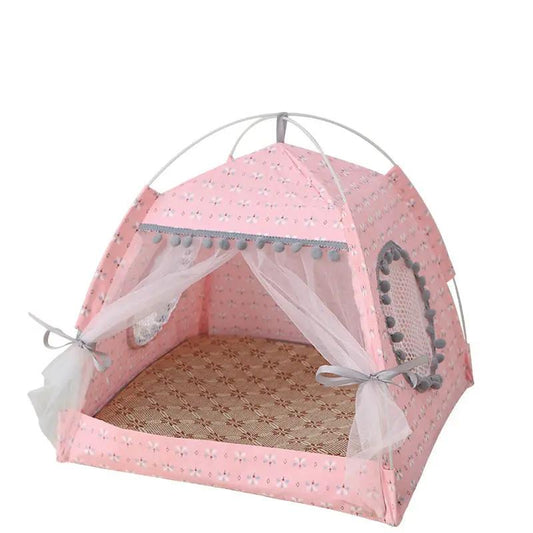 Comfy Pet Tent Bed for Small Dogs and Cats, pink fabric with dome frame by Furr Baby Gifts on Tampa Home & Garden Store