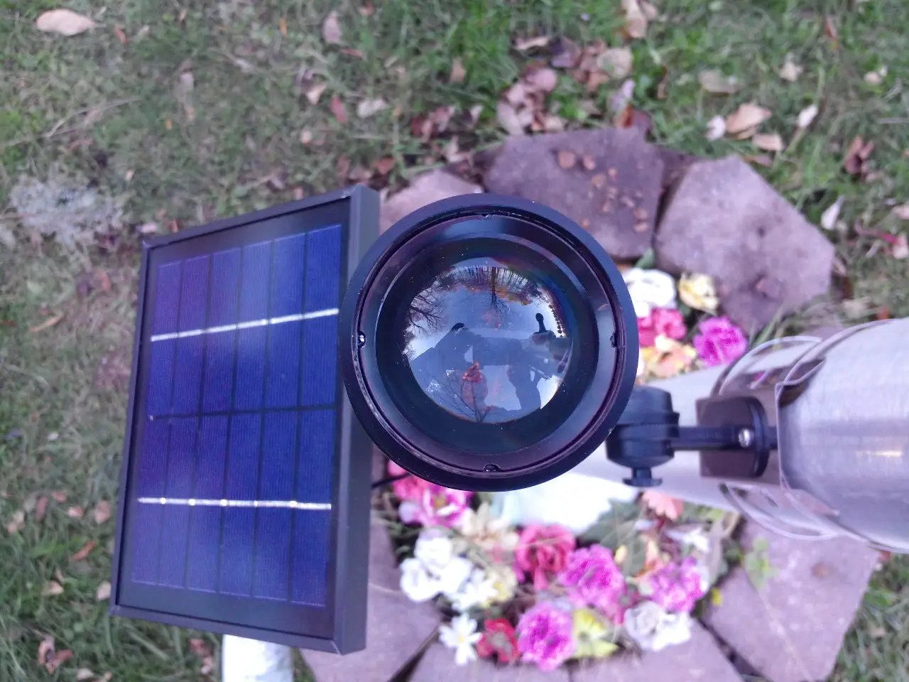 Commercial Solar Flagpole Light Ultra Series CREE with blue solar panel mounted on a pole on Tampa Home & Garden Store