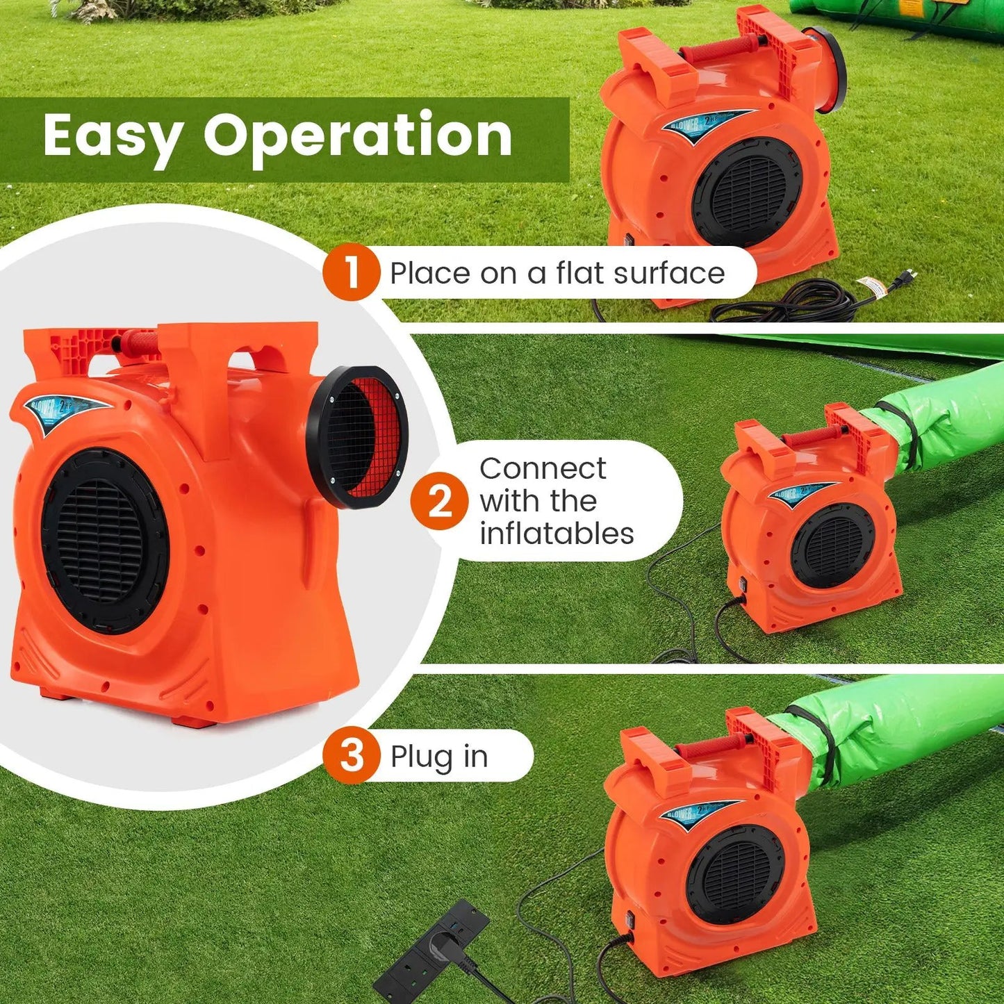 1500W commercial air blower for inflatable bounce house DirectDeals, orange, 3 units on Tampa Home & Garden Store