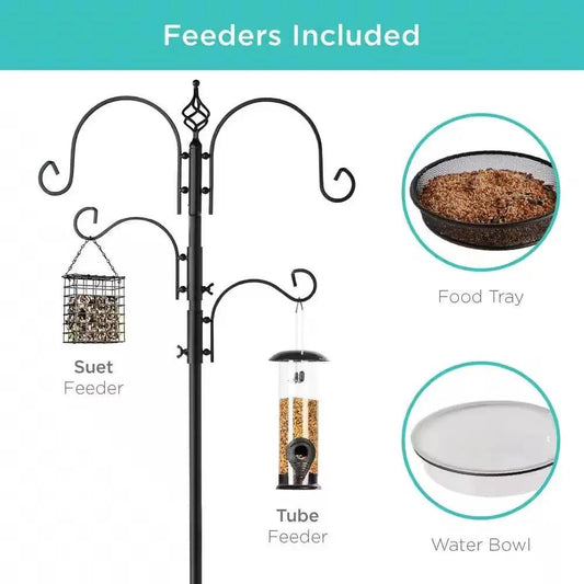 Complete Bird Feeder Set with Black Metal Stand and Bird Feeders - Tampa Home & Garden Store