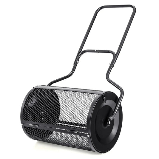 24-Inch peat moss spreader with U-shaped handle, black frame and mesh drum by DirectDeals on Tampa Home & Garden Store