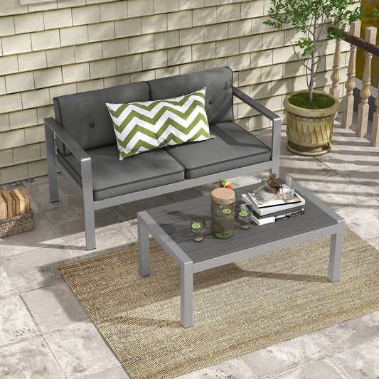 Contemporary 2-Person Sofa Chair with WPC Armrests for Balcony Backyard Porch - Tampa Home & Garden Store