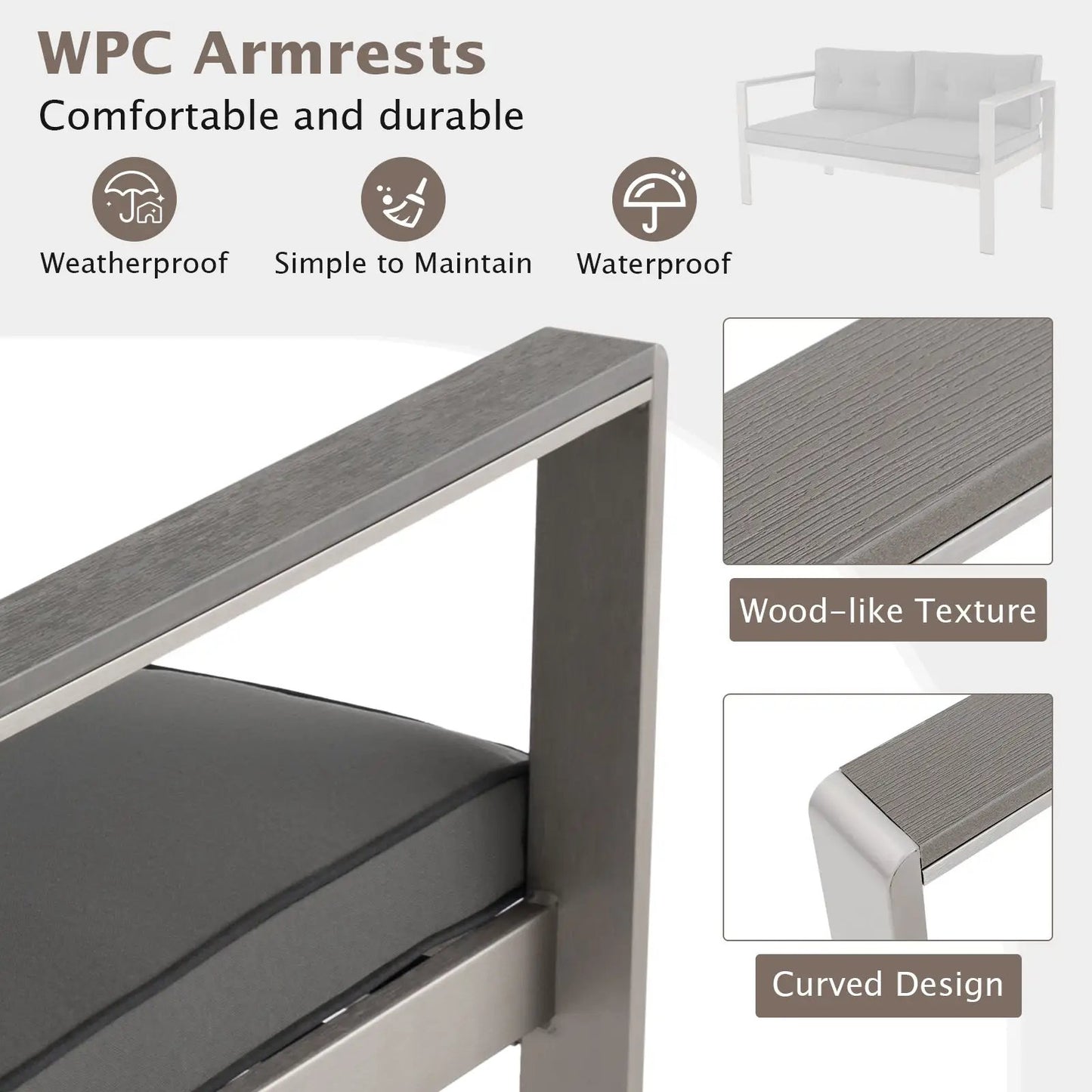 DirectDeals Balcony Two-Person Sofa Chair with wood-like WPC armrests on Tampa Home & Garden Store