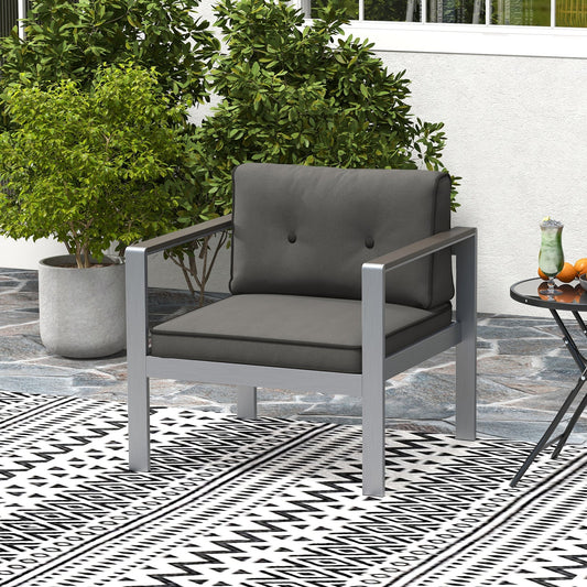 Contemporary Sofa Chair with WPC Armrests and Back Cushions-Gray - Tampa Home & Garden Store