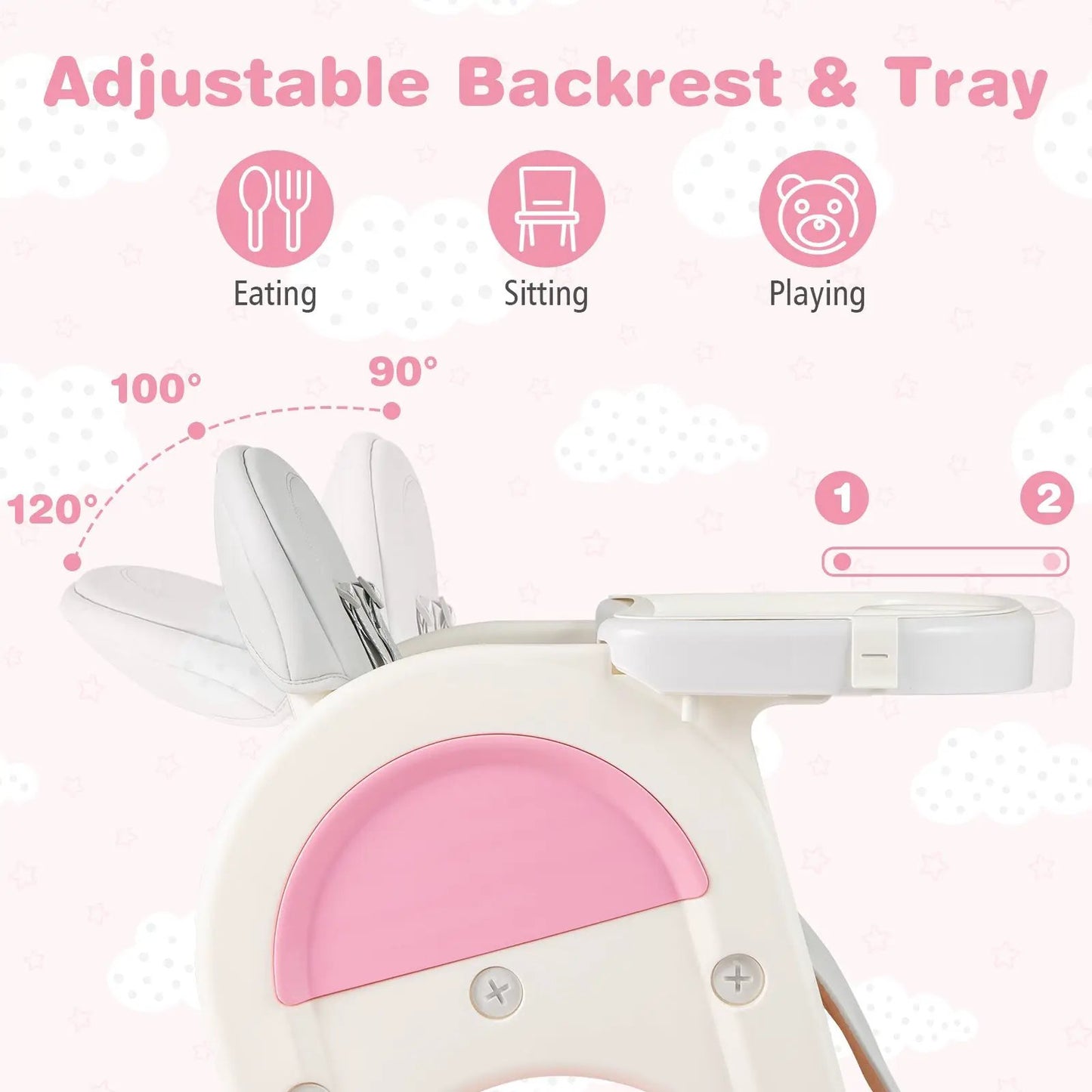 DirectDeals Convertible Baby High Chair with pink adjustable tray on Tampa Home & Garden Store