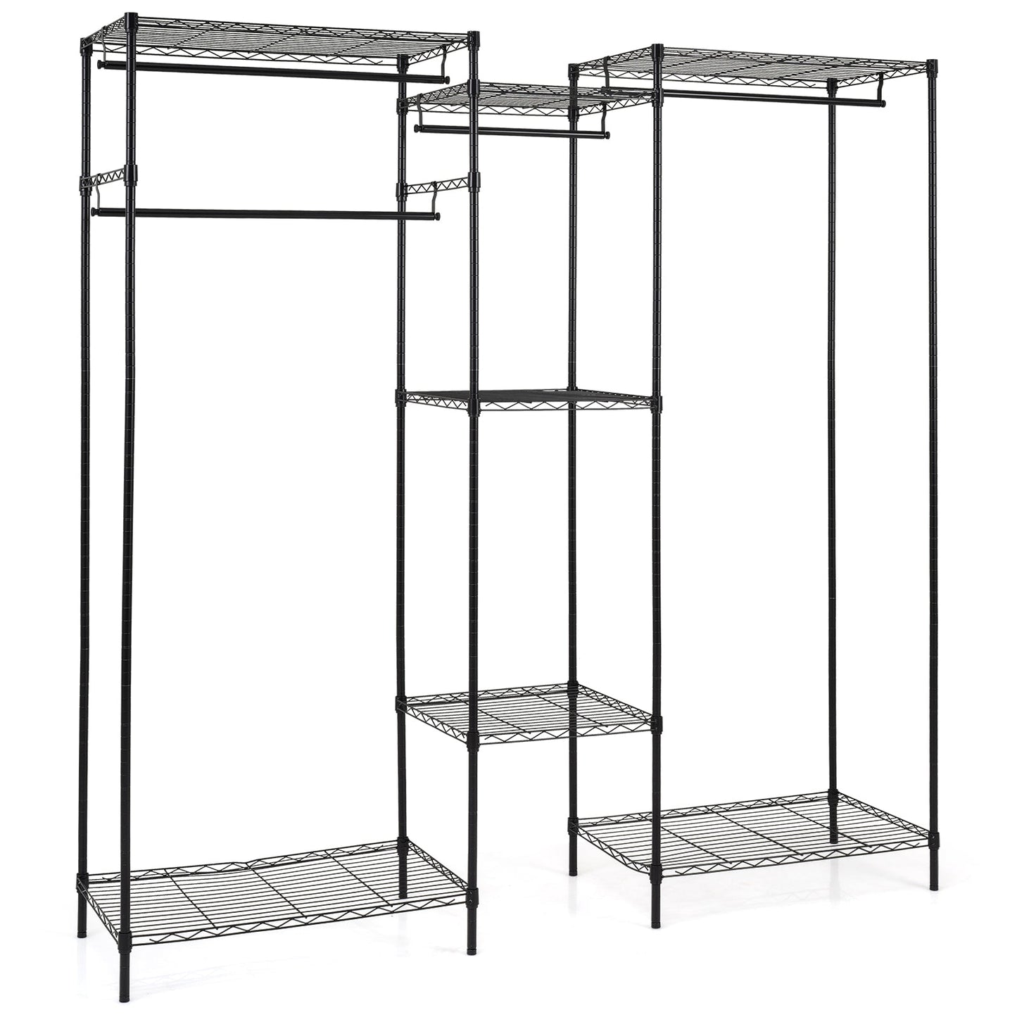 Convertible Clothes Organizer with L-shape and Horizontal Installation-Black
