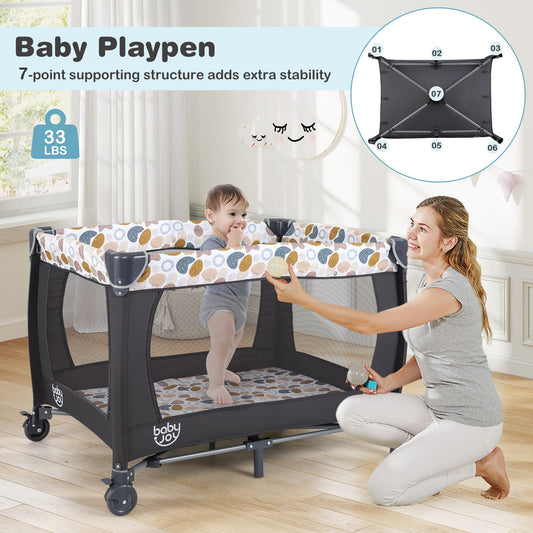 4-in-1 Convertible Portable Baby Playard Newborn Napper with Music and Toys - Tampa Home & Garden Store