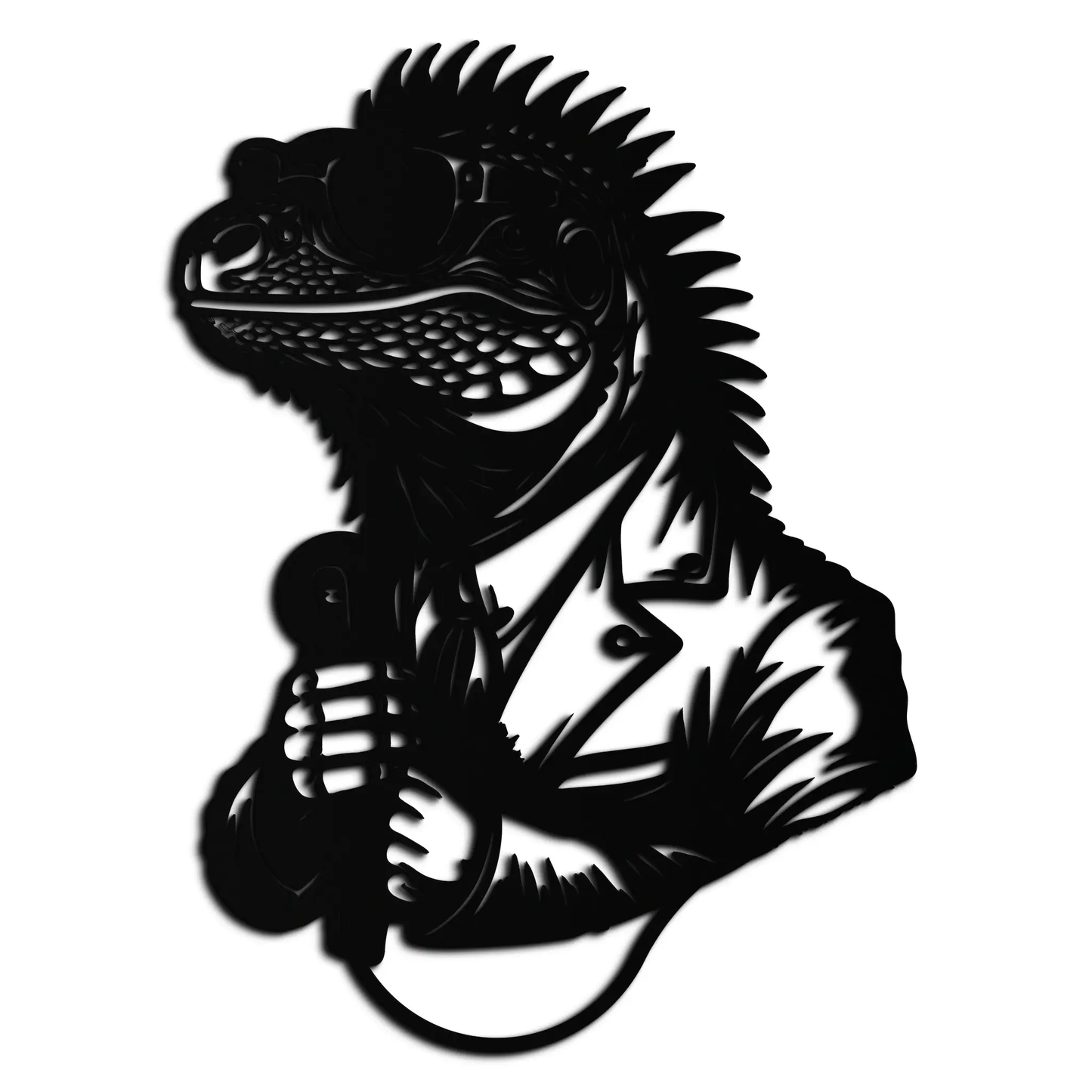 Cool Lizard metal wall art silhouette, black modern reptile decor for home Enova Art on Tampa Home & Garden Store