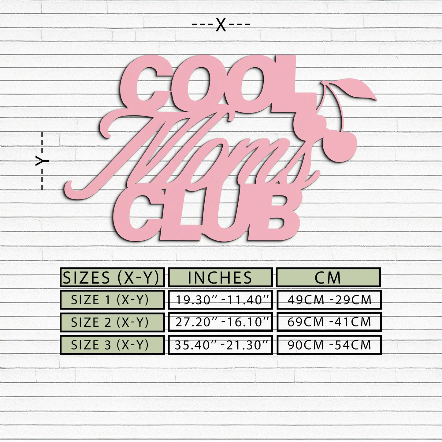 Cool Moms Club Typography Wall Art pink metal sign with cherry accent on Tampa Home & Garden Store