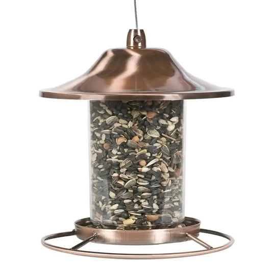 Copper Bird Feeder with Seed Reservoir Tube, copper finish, plastic reservoir, HomePacific on Tampa Home & Garden Store
