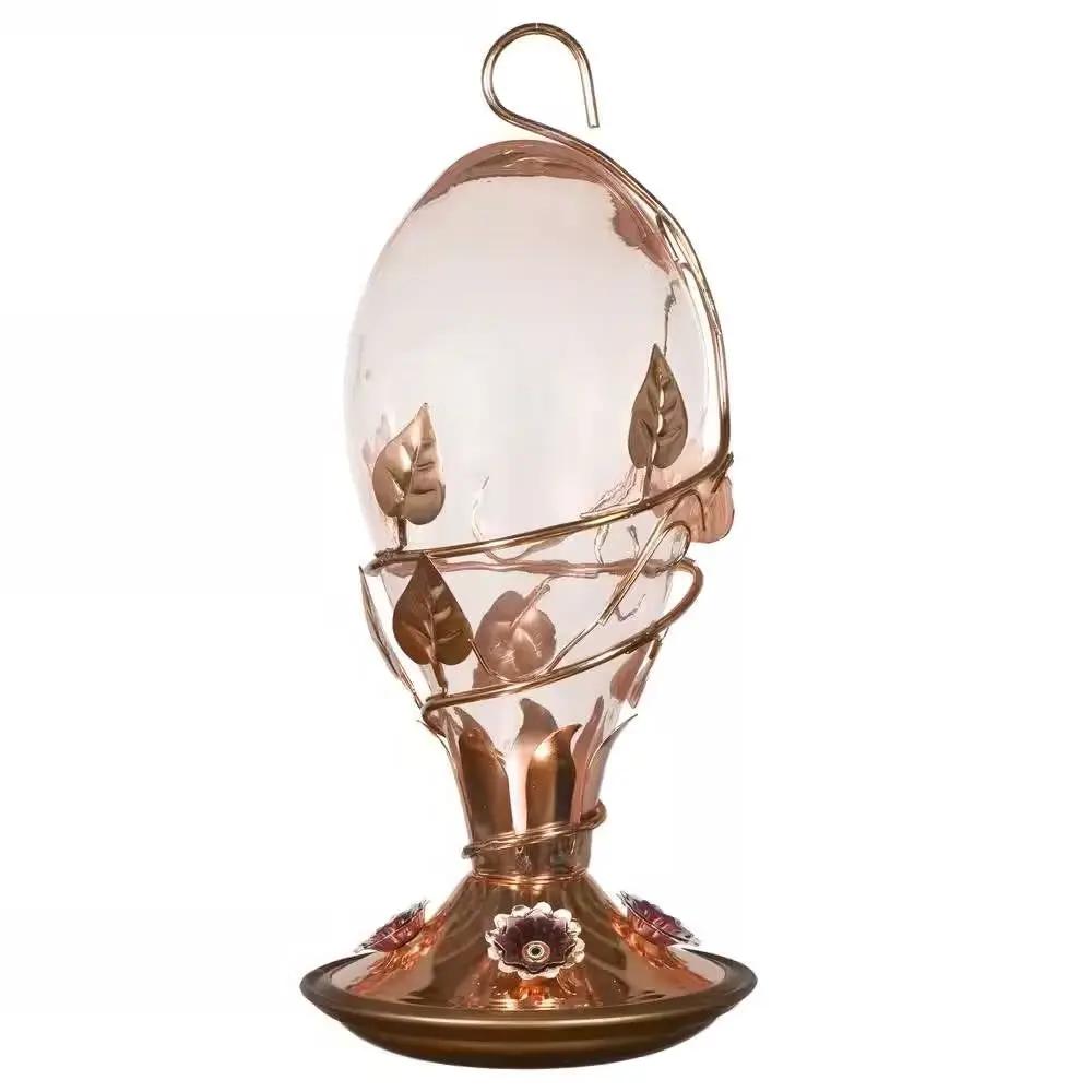 Copper and Glass Hummingbird Feeder with 32 oz nectar capacity, copper & glass design by HomePacific on Tampa Home & Garden Store