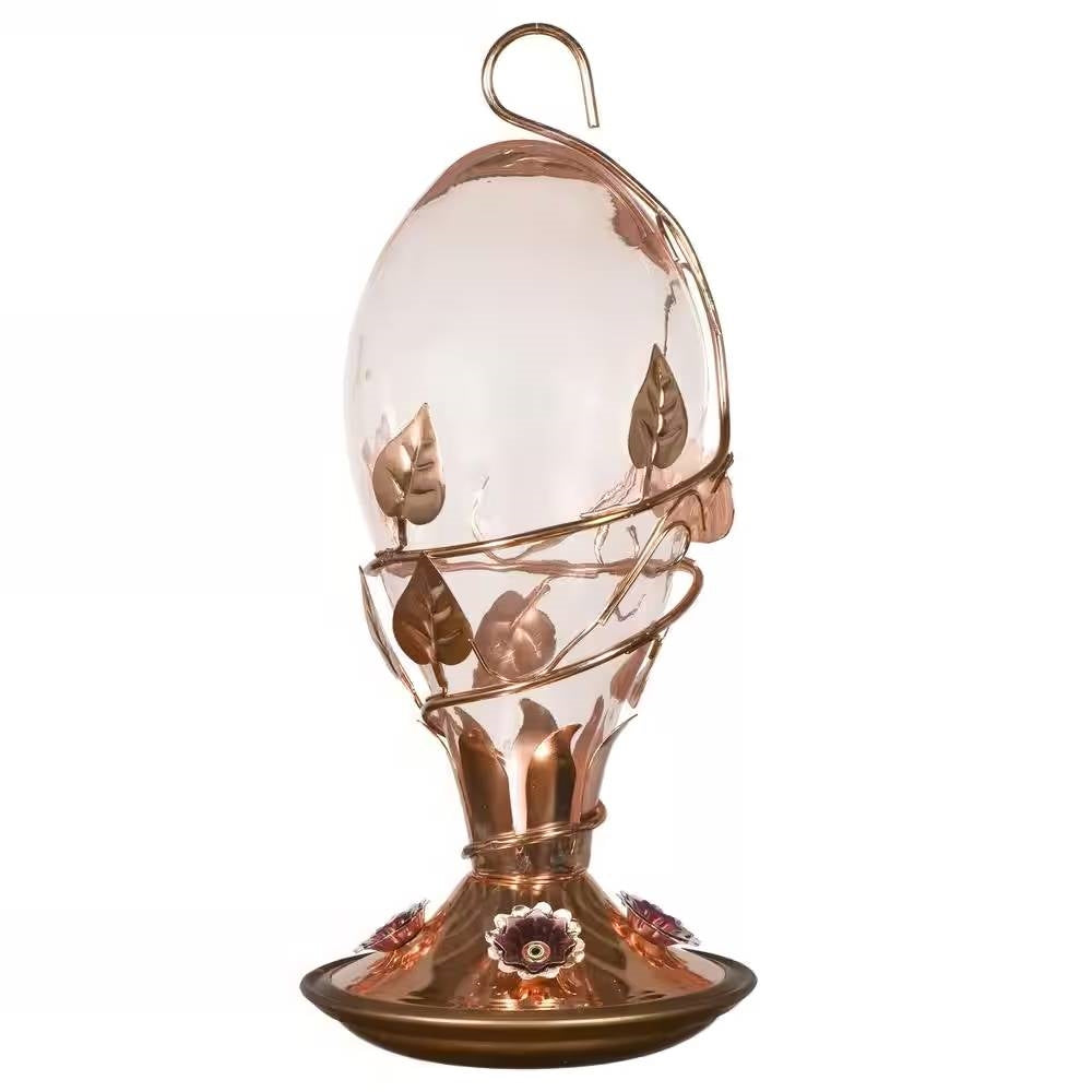 Copper and Glass Hummingbird Feeder - 32 Fl. oz. Nectar Capacity - Tampa Home & Garden Store