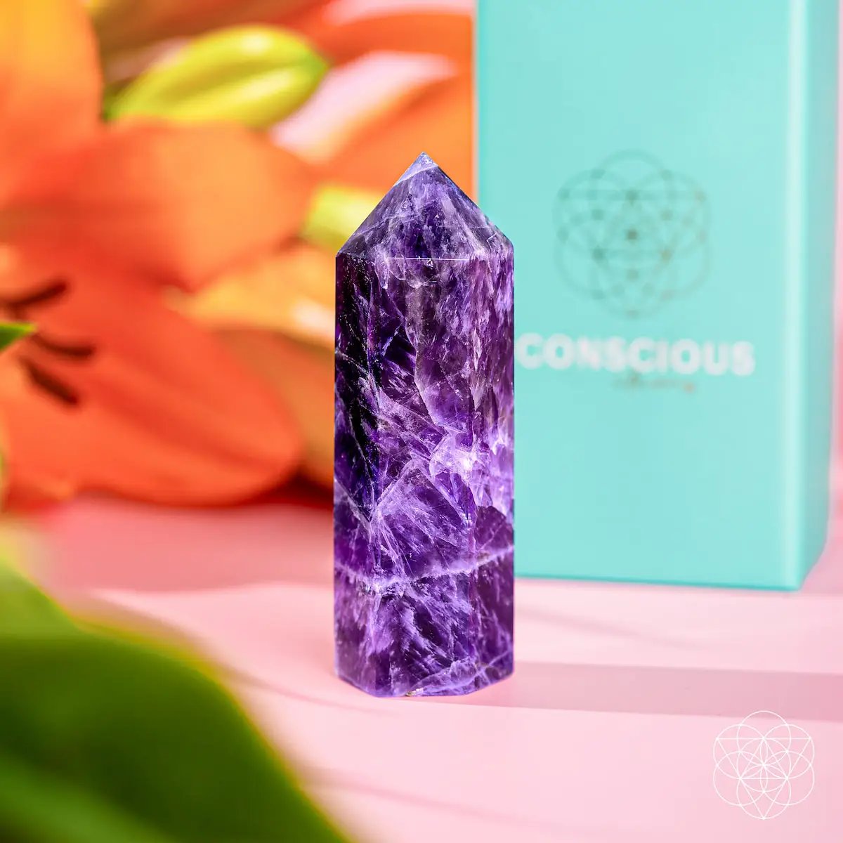 Cycle Breaker Chevron Amethyst Point crystal obelisk purple home decor Conscious Items on Tampa Home & Garden Store