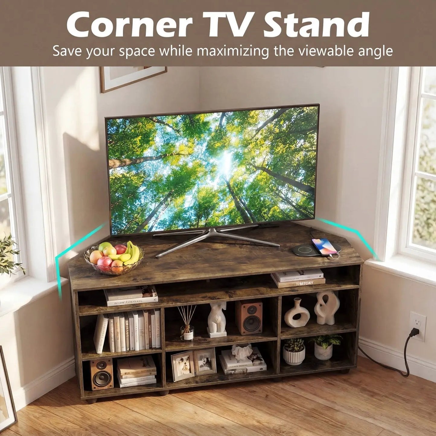 Corner TV Stand for 55 Inch TV With Storage