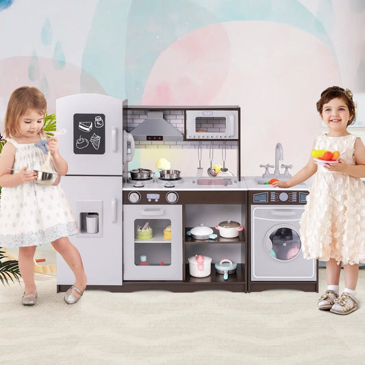 Corner Toy Kitchen Set With Light and Sounds gray DirectDeals kitchen with fridge, stove and sink on Tampa Home & Garden Store