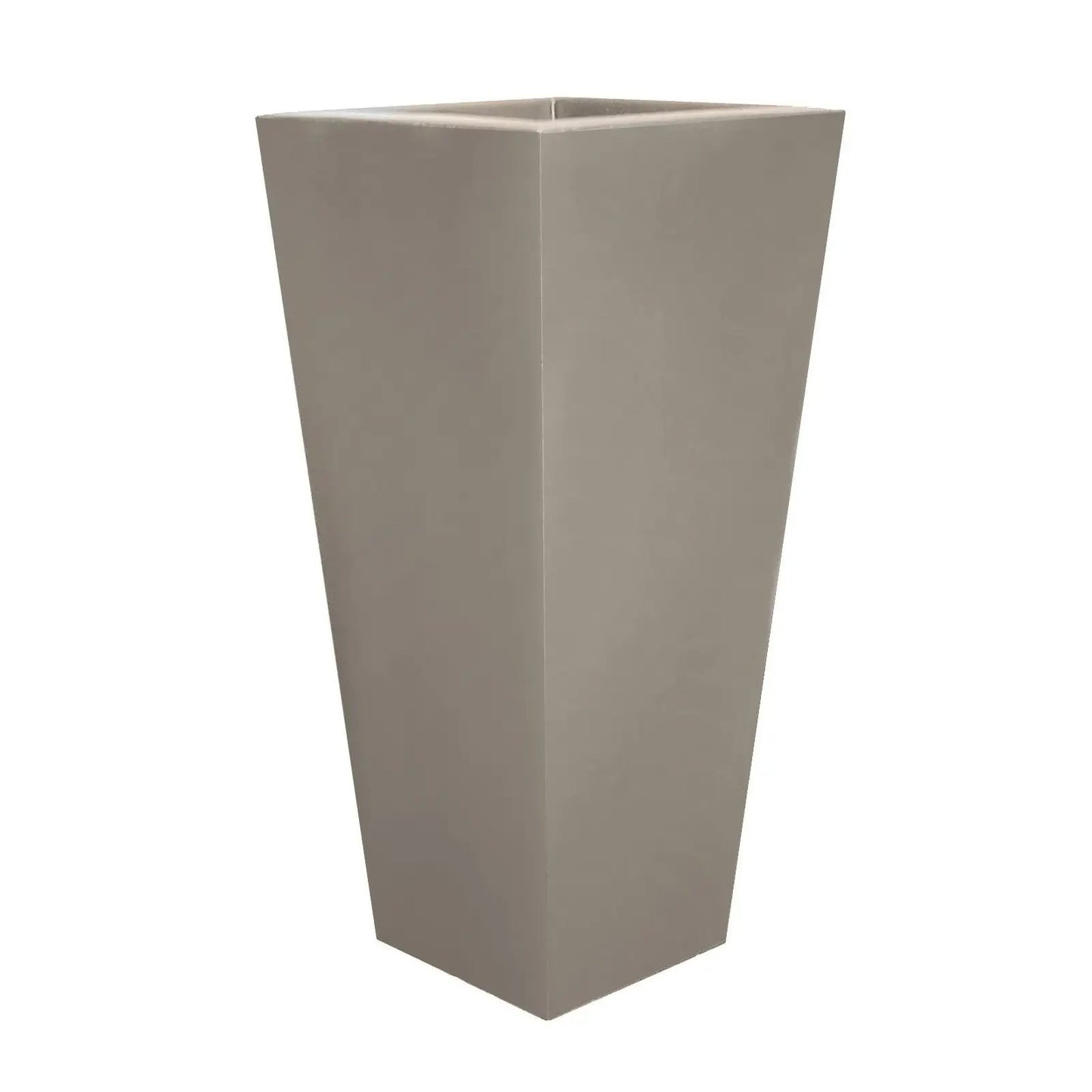 Cosmopolitan Planter Tall Square Elegant taupe tapered planter for outdoor use on Tampa Home & Garden Store