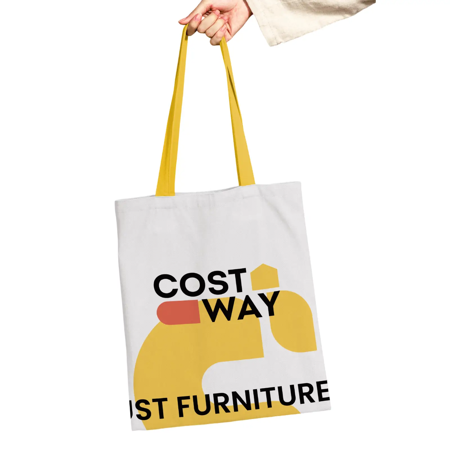 Costway canvas tote bag white with yellow handles and bold graphic print on Tampa Home & Garden Store