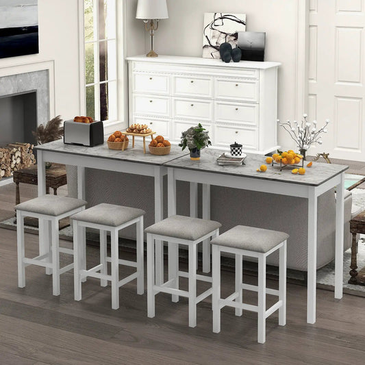 3-Piece Bar Table Set Dining Table and 2 Bar Stools-White - Tampa Home & Garden Store