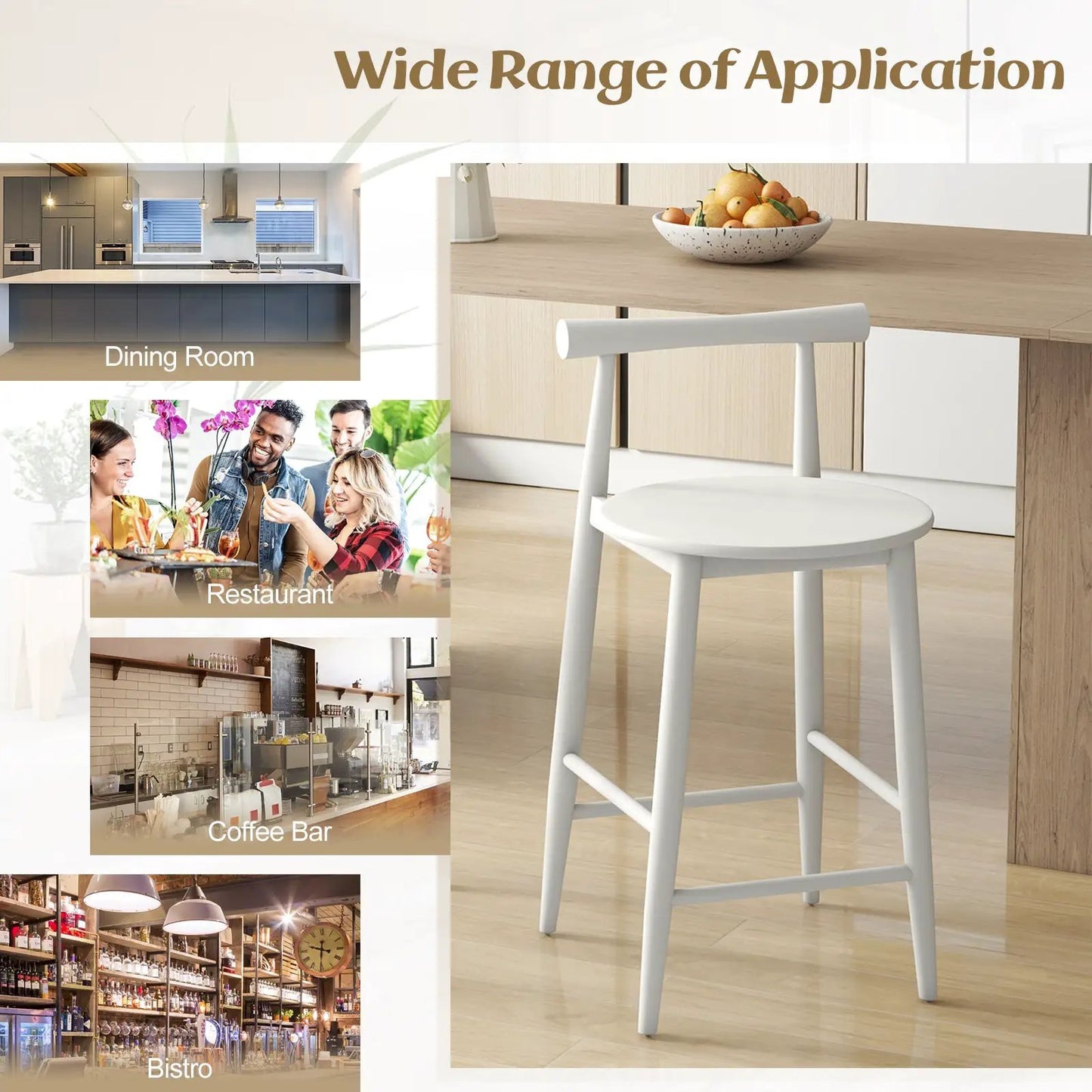 Counter Height Bar Chair Set white finish acacia wood on Tampa Home & Garden Store