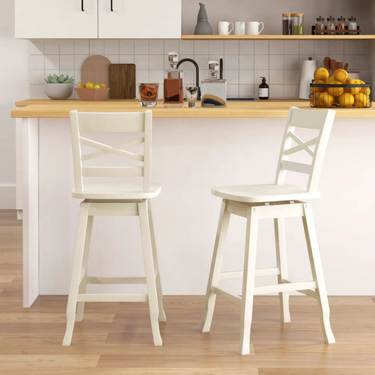 DirectDeals Swivel 24-Inch Counter Height Stools, set of 2, white with X-back on Tampa Home & Garden Store