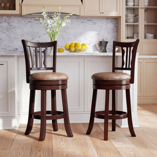 Counter Height Swivel Bar Stools Set of 2 with Back and Solid Rubber Frame - Tampa Home & Garden Store