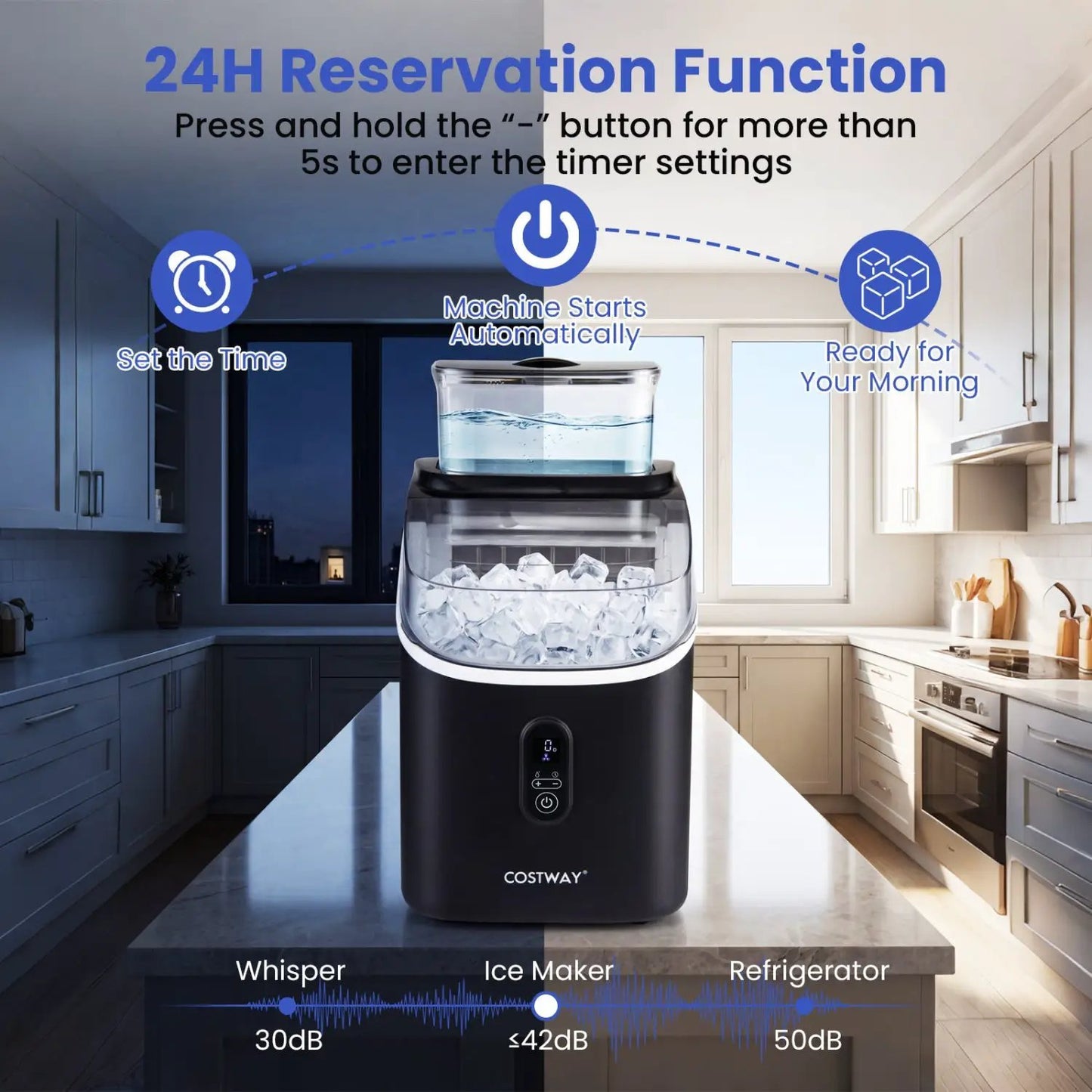 Countertop Ice Maker External Tank and Self Clean