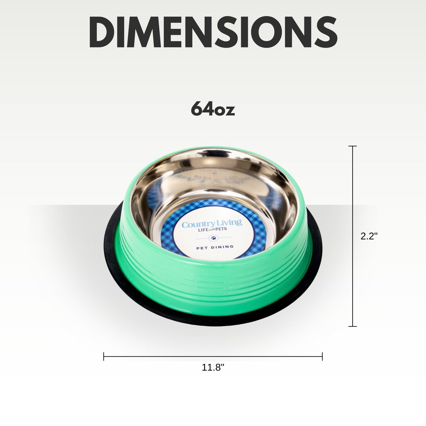 Country Living Set of 2 Ribbed Non-Slip Pet Bowls – Irish Green - Tampa Home & Garden Store