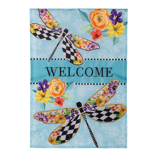 Courtly Check Dragonfly Applique Garden Flag - Tampa Home & Garden Store