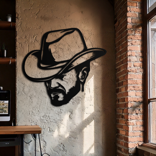 Cowboy Face Silhouette Metal Wall Art – Western Country Style Wall Decor for Home or Office- KAF679 - Tampa Home & Garden Store