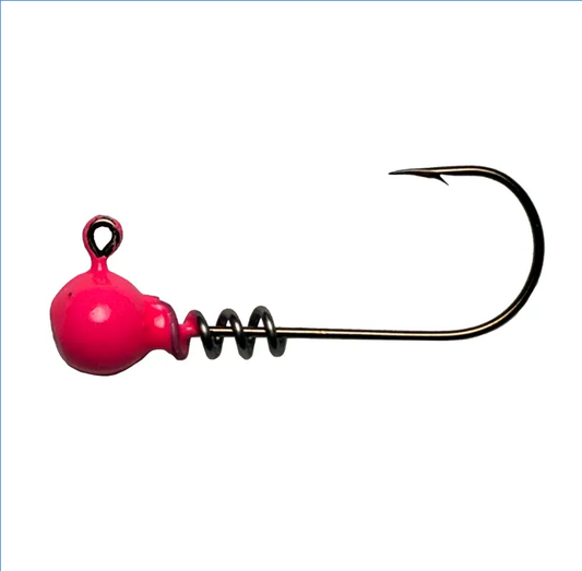 Crappie Jig Head pink ball head with black spiral keeper and curved hook on Tampa Home & Garden Store