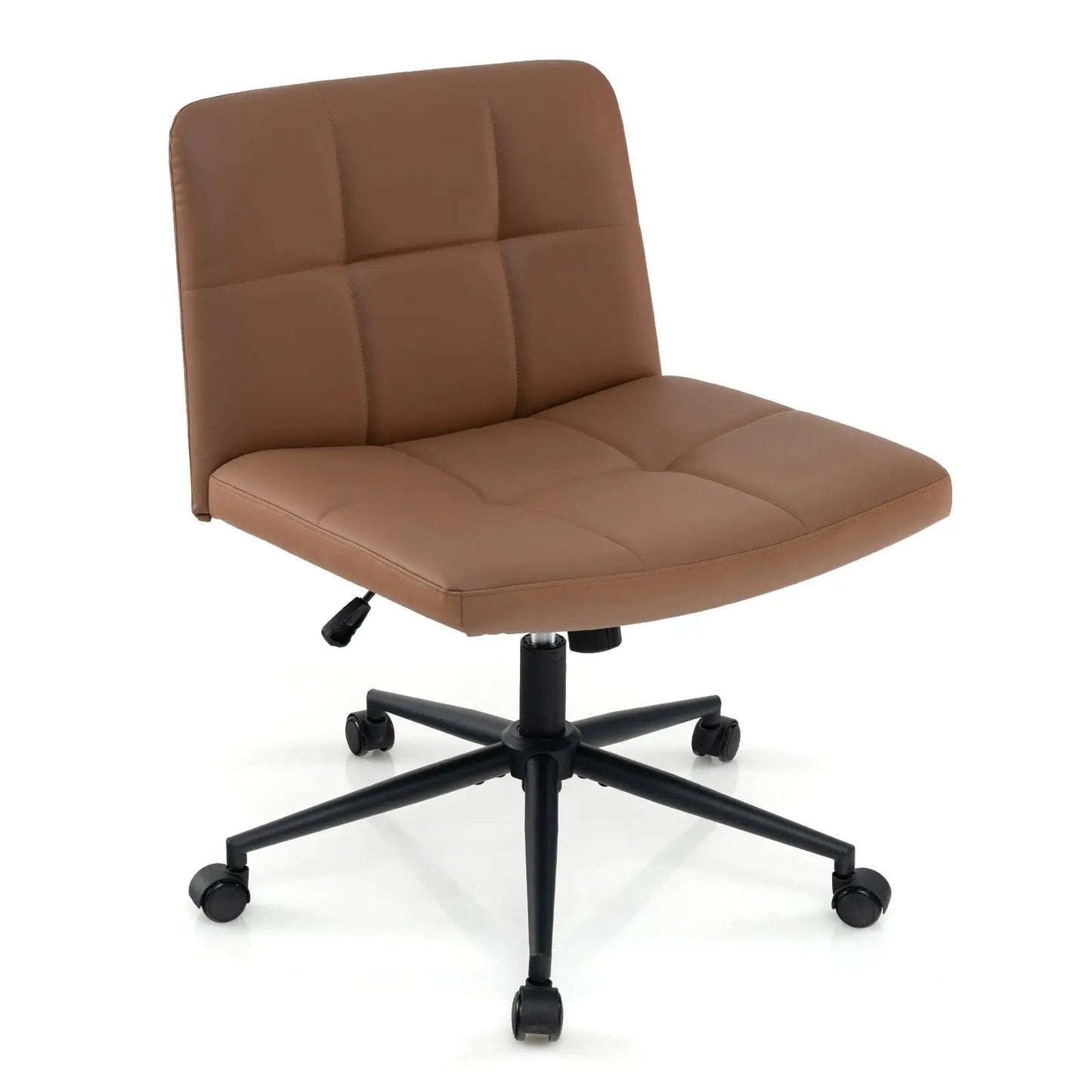 Height-adjustable Armless Desk Chair with Wheels for Home Office Make Up-Beige - Tampa Home & Garden Store