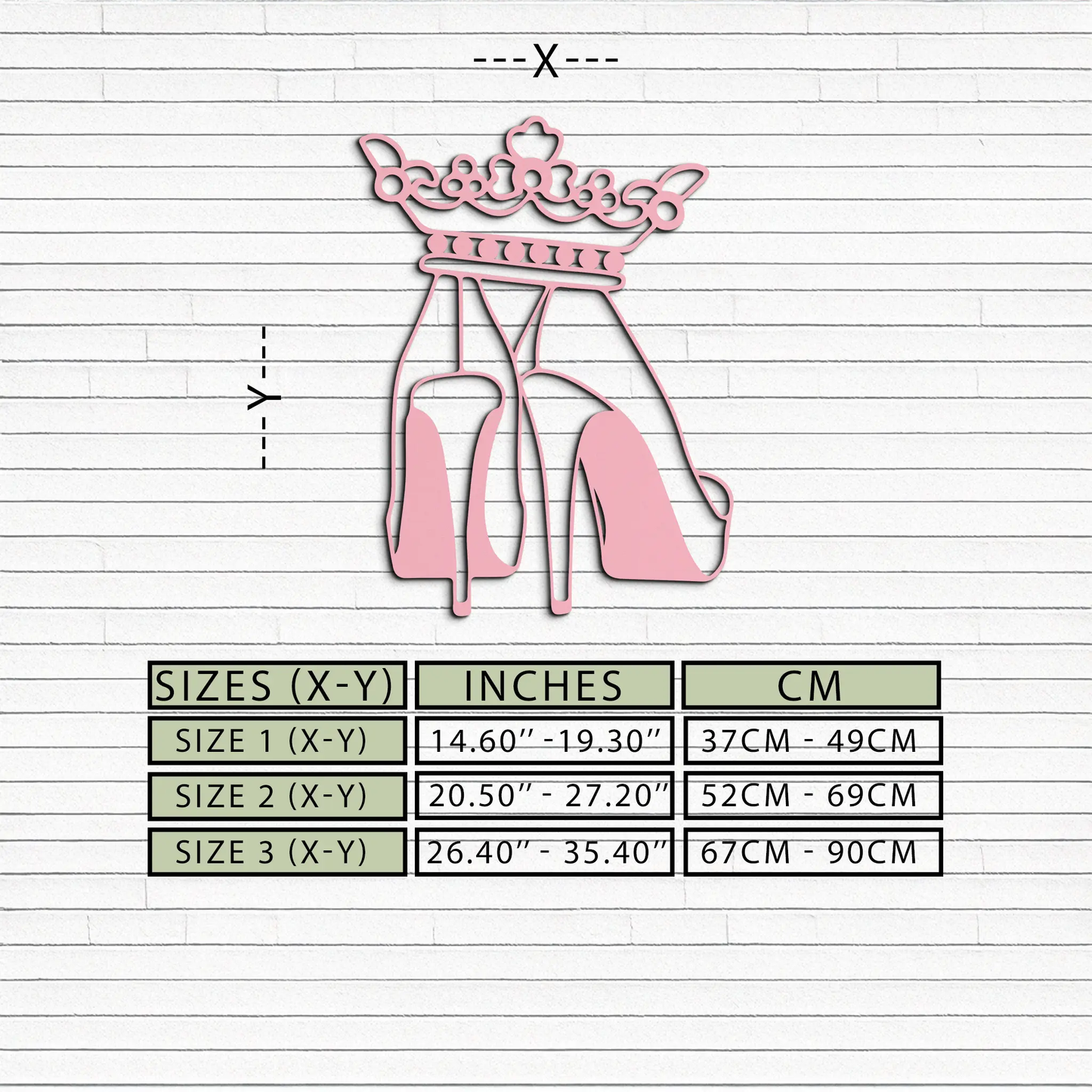 Crown High Heels Silhouette pink metal wall art for glam decor on Tampa Home & Garden Store