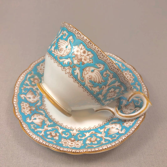 Crown Staffordshire Ellesmere Tea Cup and Saucer. Amazing Set with Repousse Detail ing, Number 14962 . - Tampa Home & Garden Store