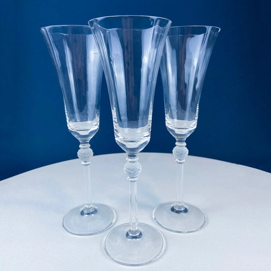 Crystal Champagne Glasses With Ball Stem, clear crystal, set of 3 on Tampa Home & Garden Store
