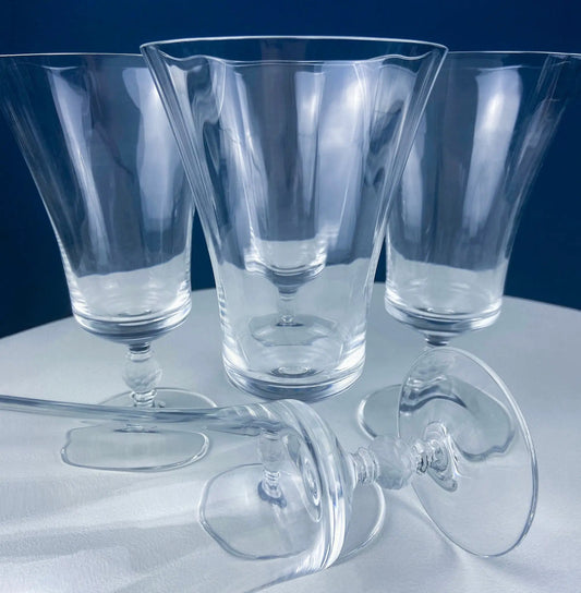 Crystal Water Ice Tea Goblets clear crystal stemware with faceted bowls and ball stems on Tampa Home & Garden Store