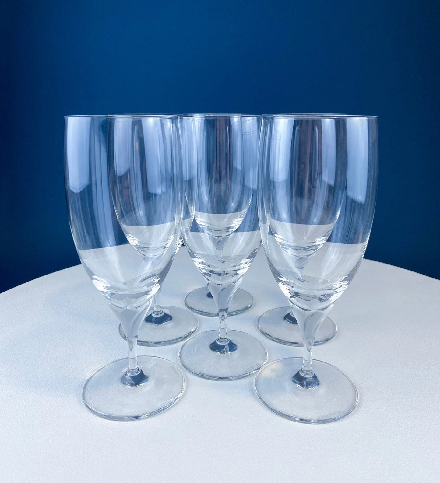 Crystal Water/Ice Tea Goblets with Ball Stem. Enchantress by Mikasa. Frosted Ball Shaped like Berries & Leaves. Set of 10. Beautiful Ping. - Tampa Home & Garden Store