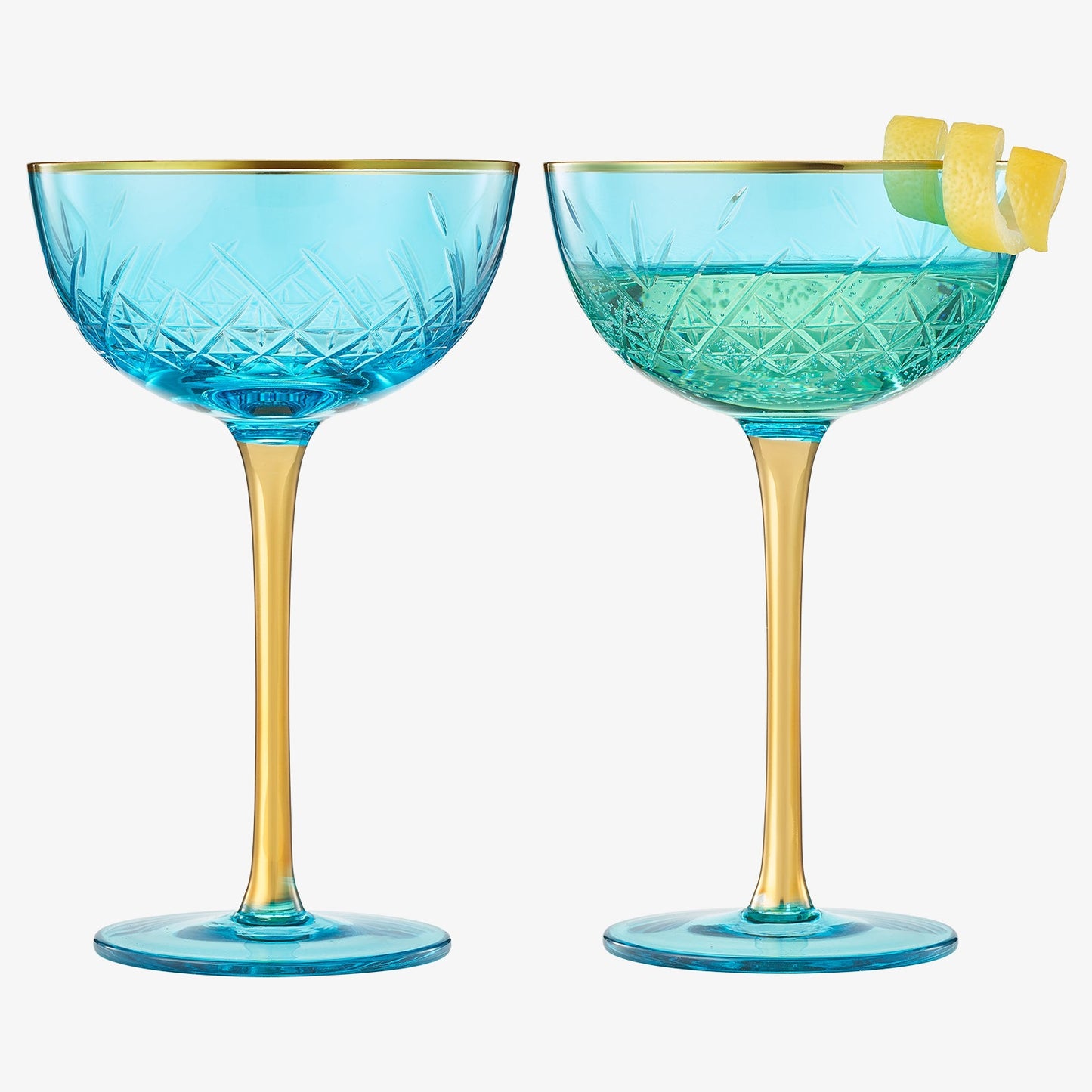 Set of 2 Crystal Champagne Coupe Glasses