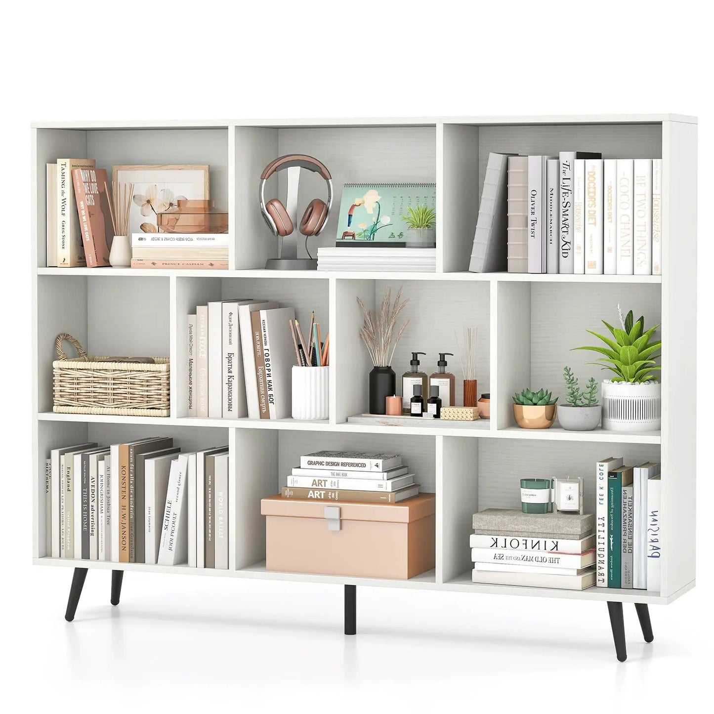 7/8/10-Cube Bookcase with 5 Tapered Metal Legs-7 Cubes - Tampa Home & Garden Store