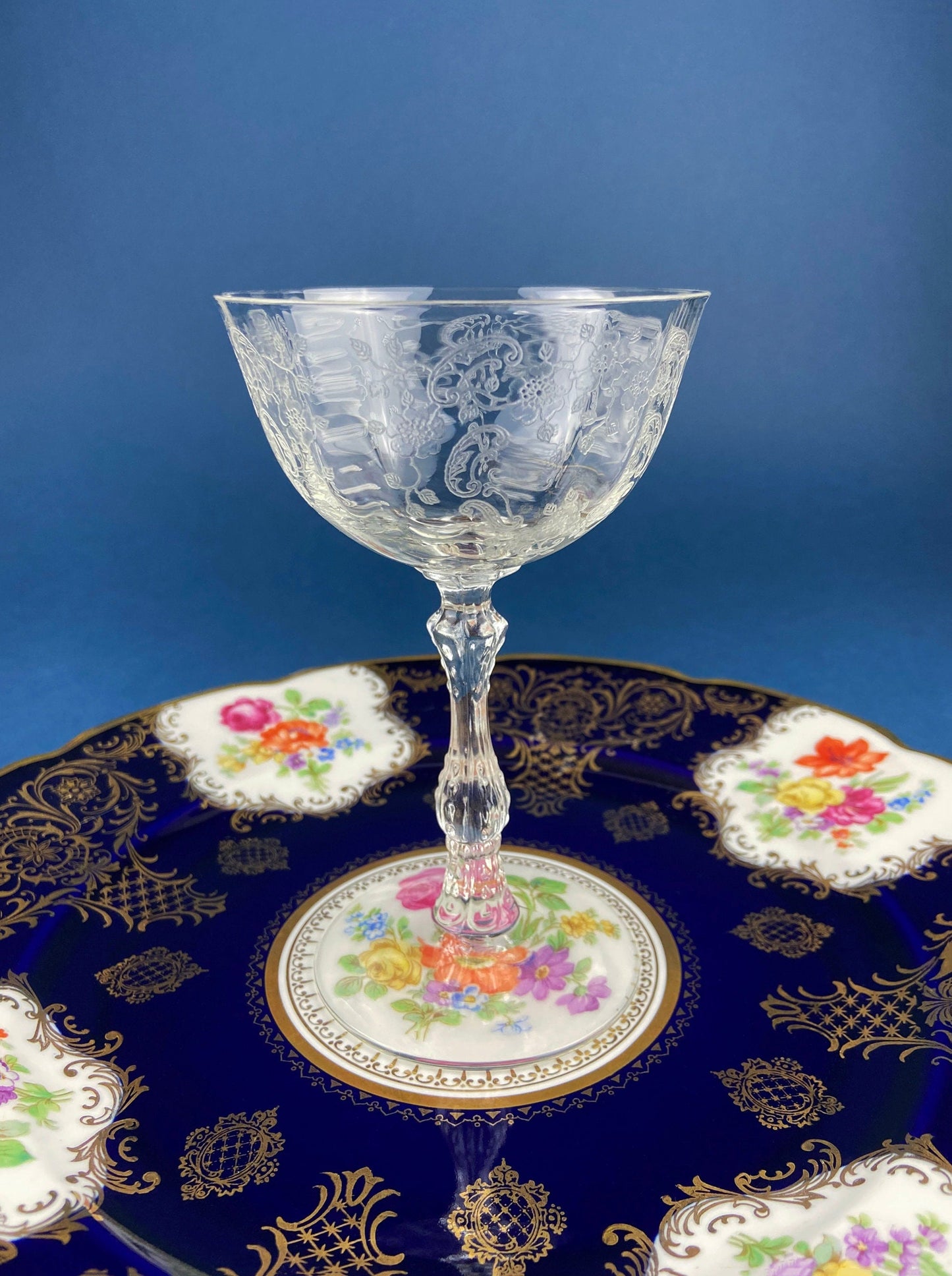 Cut Crystal Champagne Glasses. Geometrical Motif. Set of 7 Stemware. Incredible Shimmer & Ping. Wedding Gift. Housewarming Celebration. - Tampa Home & Garden Store