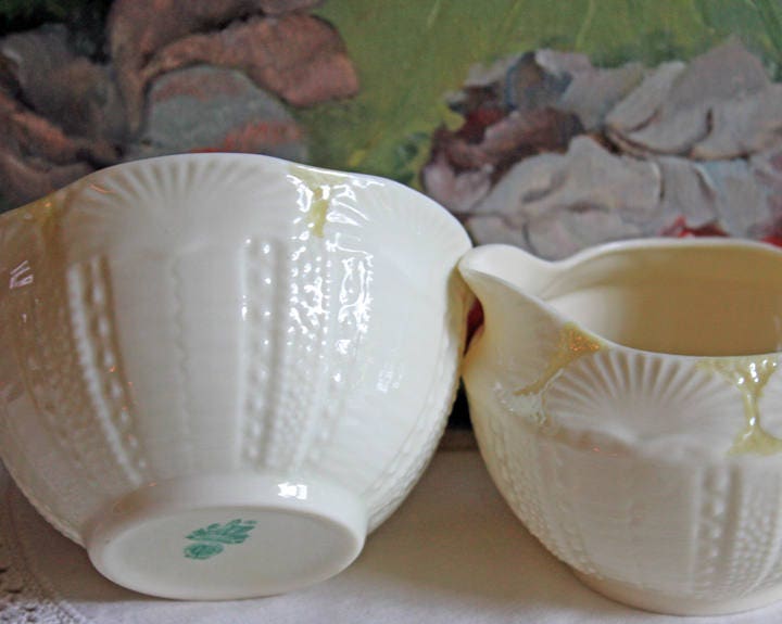 Cut Crystal Creamer and Sugar Bowls: Feather Cut Pattern, Set of Two - Tampa Home & Garden Store
