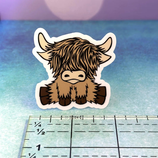 Highland Coo sticker brunette 2-inch Thistle & Stitch decorative on Tampa Home & Garden Store