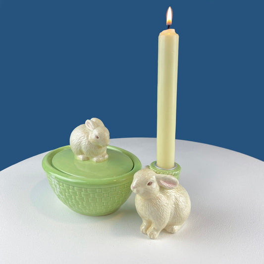 Cute Bunny Candle Holder. Beige Hallmark Rabbit Candle Holder. Easter or Spring Celebration. Dining Room Table Decor. Modern Farmhouse. - Tampa Home & Garden Store