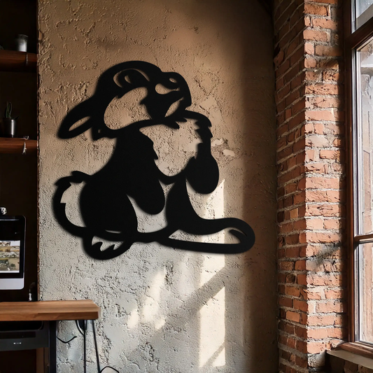 Cute Cartoon Bunny Metal Wall Art Matte Black silhouette for modern decor on Tampa Home & Garden Store