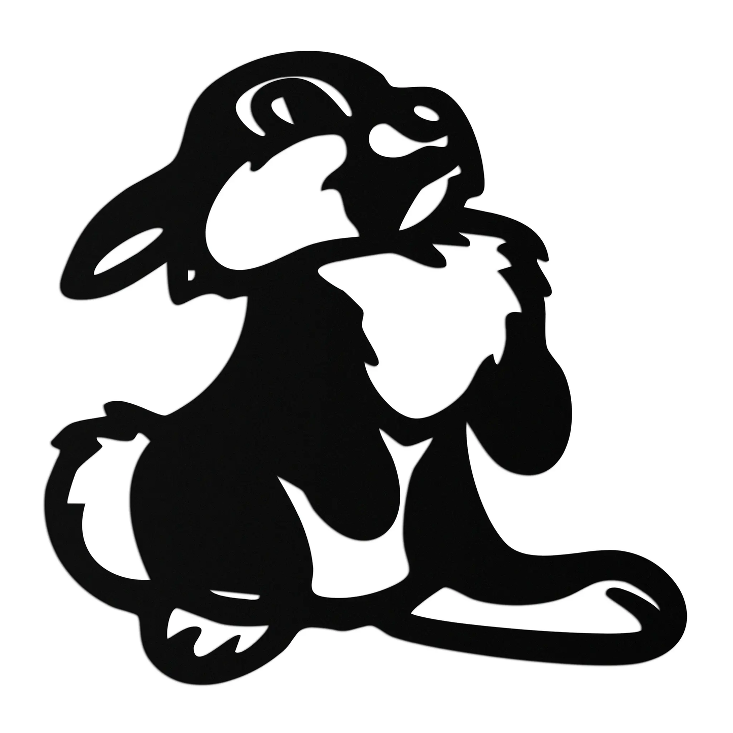 Cute Cartoon Bunny Metal Wall Art matte black by Enova Art, modern silhouette decor on Tampa Home & Garden Store