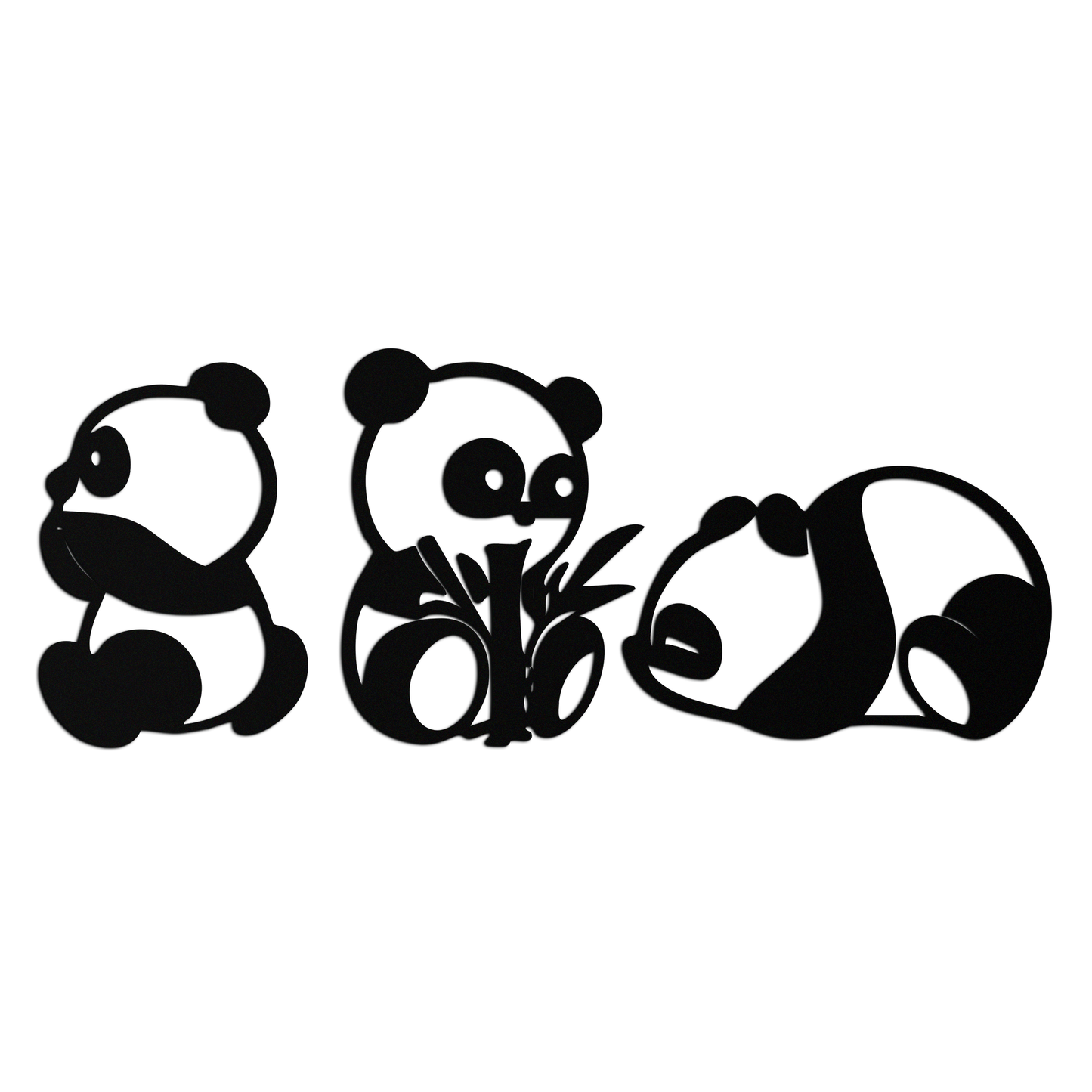 Cute Panda Trio Metal Wall Art – Black Steel Playful Animal Nursery Decor- KAF515 - Tampa Home & Garden Store