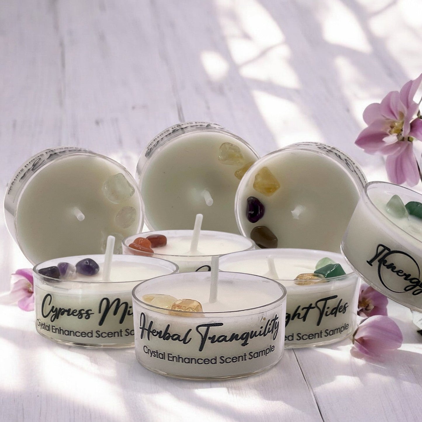 Cypress Mist, Premium Coconut-Soy Wax Tea Light Crystal Candle, 1oz - Tampa Home & Garden Store