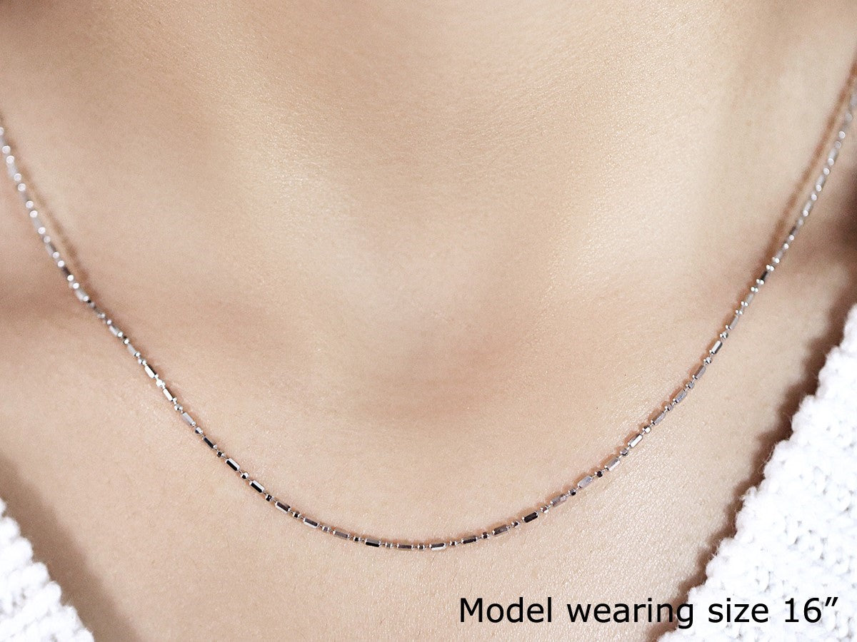 14k white gold diamond-cut alternating bead chain necklace, 1.2mm on Tampa Home & Garden Store