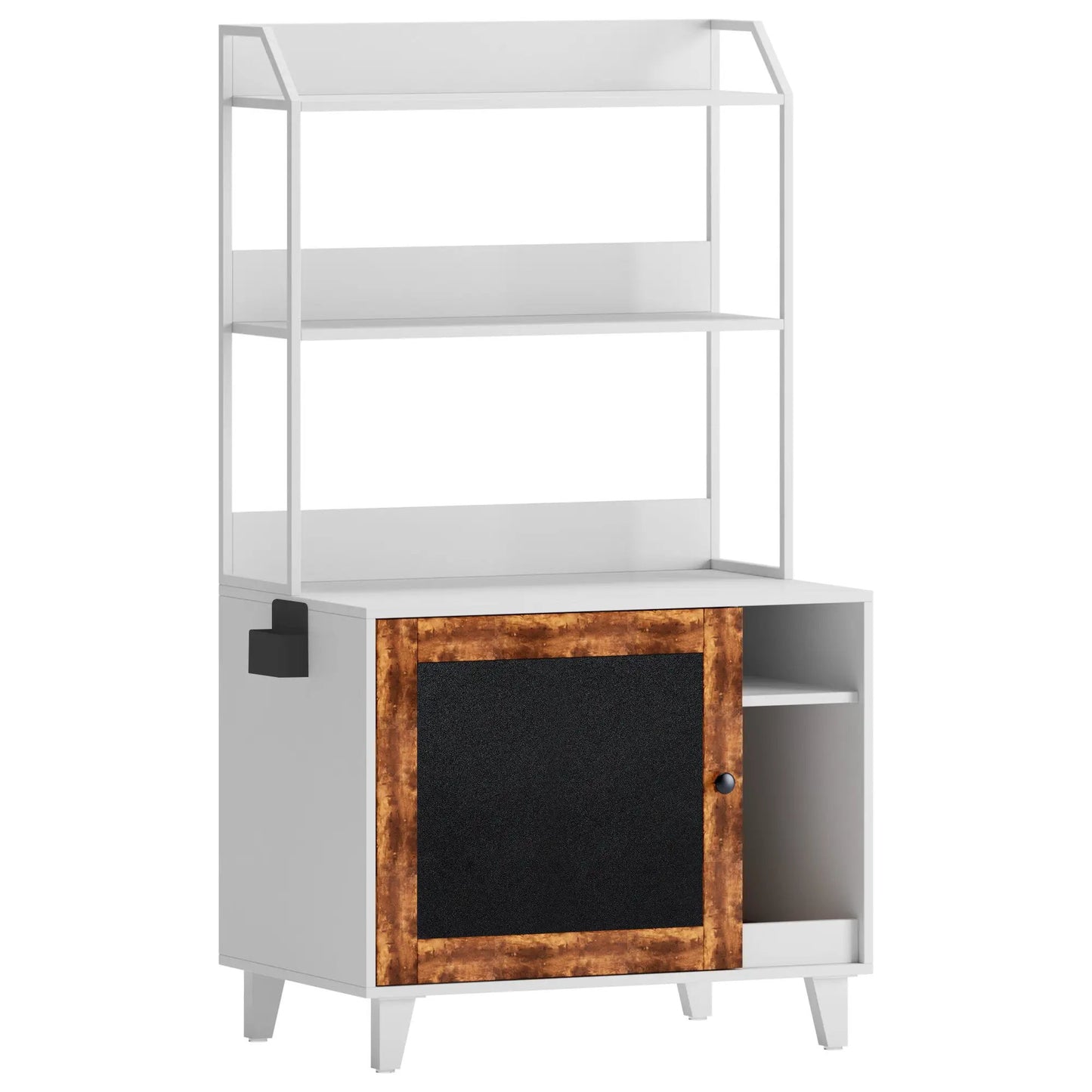 Graffiti Litter Box Enclosure with 2 racks and door white metal frame over a wood cabinet on Tampa Home & Garden Store